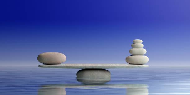 istock Zen stones scales on blue background. 3d illustration 1021728424