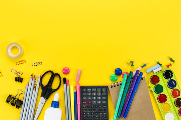 istock stationery for schooling lie on the table. 1021735304