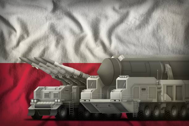 istock Poland rocket troops concept on the national flag background. 3d Illustration 1021735690