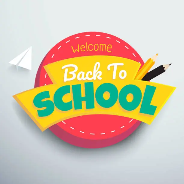 Vector illustration of Welcome Back to school colourful vector banner design.