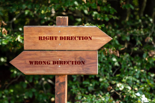 istock wooden sign indicating the direction 1021755306