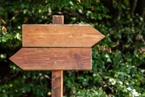 istock wooden sign indicating the direction 1021755314