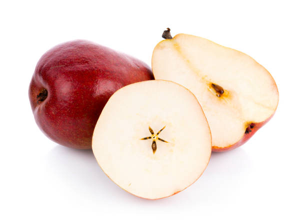 istock red pear fruits isolated on white background 1021758902