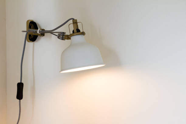 istock Asjustable white lamp on the wall background 1021766650