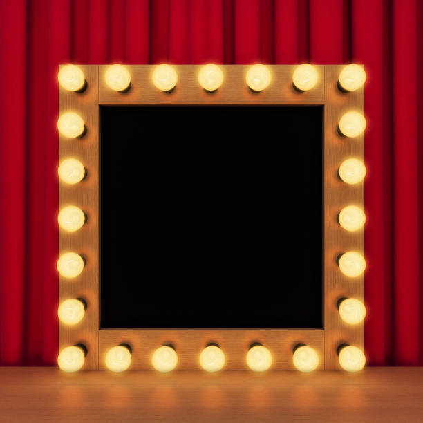 istock Template of retro toilet mirror with light bulbs 1021776604