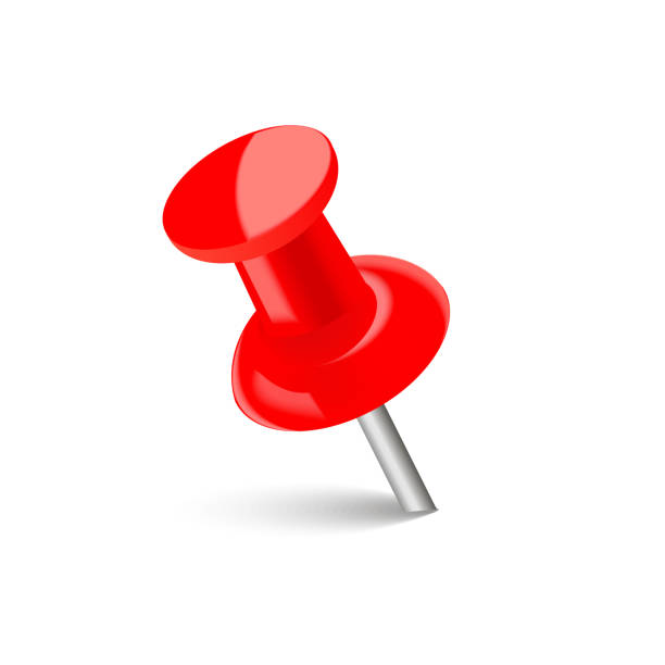 ilustrações de stock, clip art, desenhos animados e ícones de realistic red push pin with soft shadow. vector. - stationary document business paper clip