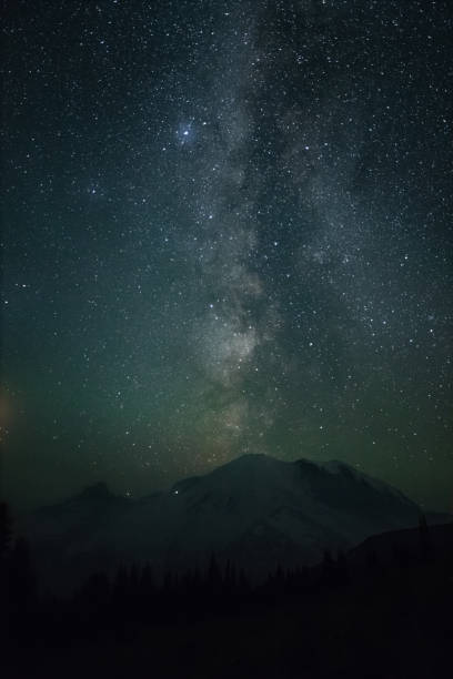 Photo of Mount Rainier at Night with Mliky way in Washington