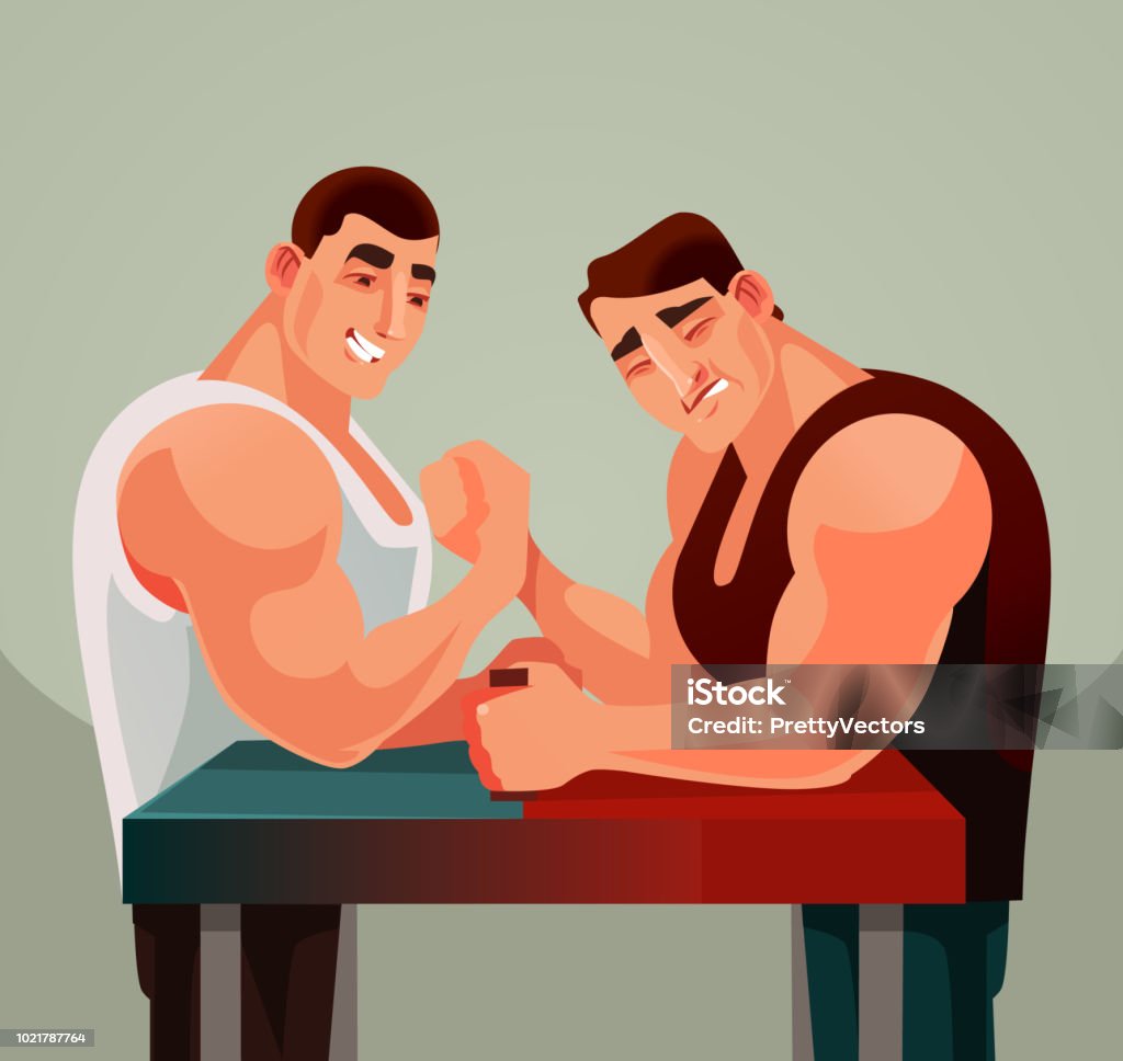 Competitions Armwrestling Game Two Athletes Man Characters Compete  Wrestling Arms Vector Flat Cartoon Illustration Stock Illustration -  Download Image Now - iStock