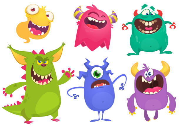 Cartoon Monsters Vector Set Of Cartoon Monsters Isolated Stock Illustration  - Download Image Now - iStock