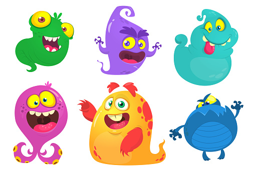 Cartoon Monsters Vector Set Of Cartoon Monsters Isolated Design For Print  Party Decoration Tshirt Illustration Logo Emblem Or Sticker Stock  Illustration - Download Image Now - iStock