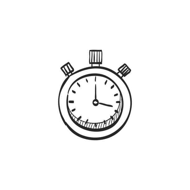 Sketch icon - Stopwatch Stopwatch icon in doodle sketch lines. Speed, time, deadline, sport, start, stop clock designs stock illustrations