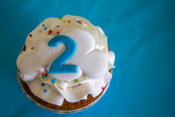 istock Top view of a party cupcake with number two 1021808310