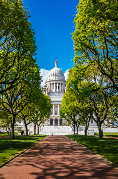 istock Brick Road Leading to Rhode Island State House 1021819336