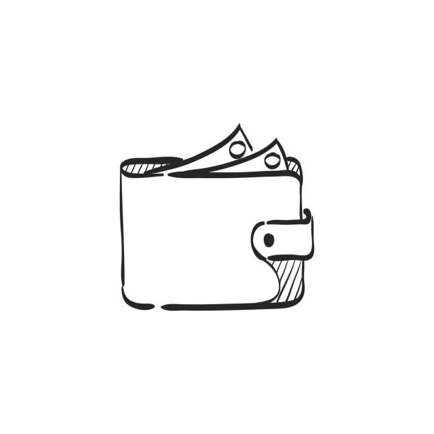 Sketch icon - Wallet Wallet icon in doodle sketch lines. Money case cash shopping finance banking wallet illustrations stock illustrations