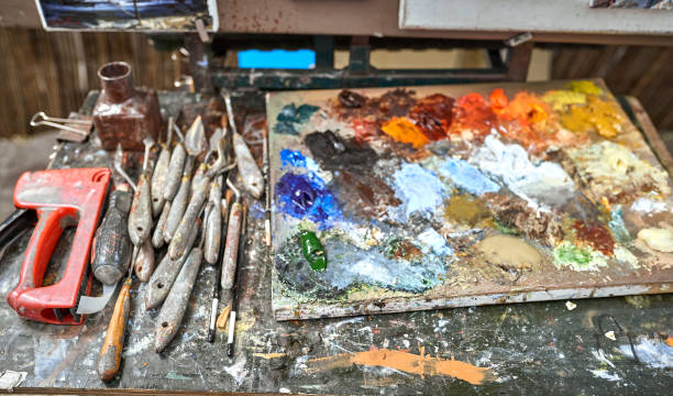 istock Palette of paints in a school 1021826574