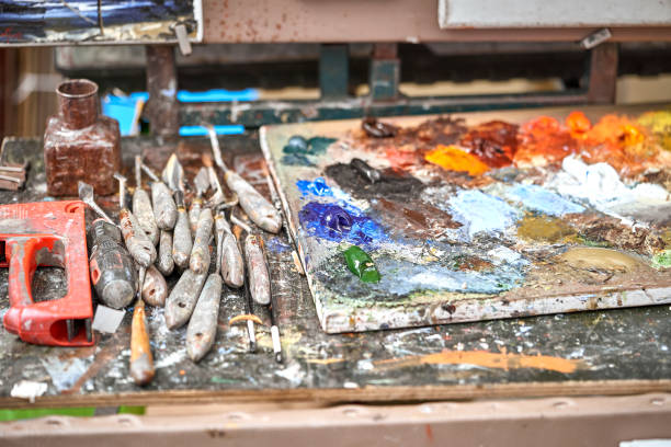 istock Palette of paints in a school 1021826588