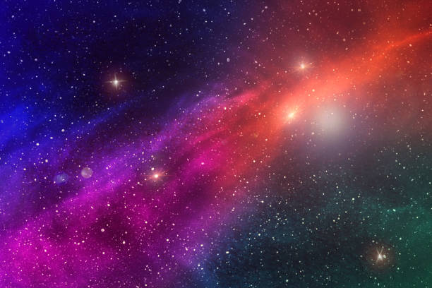 Abstract background texture of distant star space and multicolored nebula, illustration