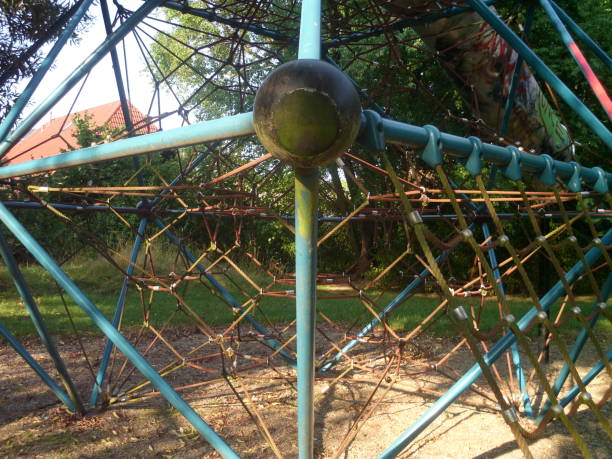 istock Close up public park playground climbing ropes 1021863390