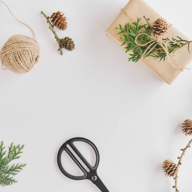 istock Christmas flat lay wrapping gifts 1021868008