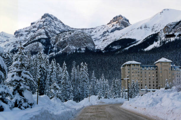 istock Lake Louise access road to Chateau and parking 1021878864