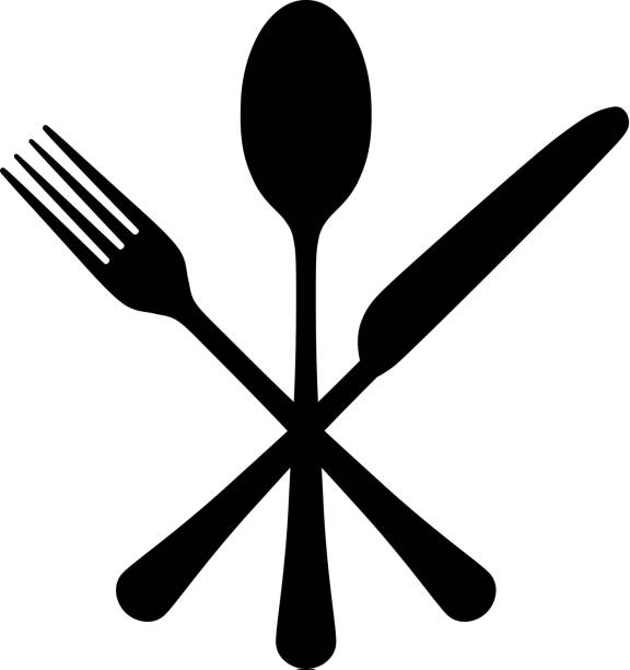 besteck  - fork silverware table knife spoon stock-grafiken, -clipart, -cartoons und -symbole
