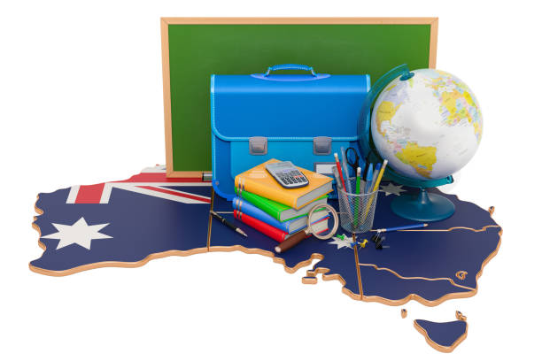 Back to school or education in Australia concept, 3D rendering