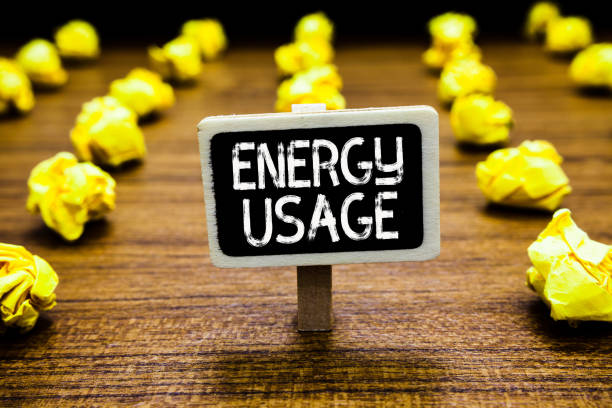 istock Handwriting text Energy Usage. Concept meaning Amount of energy consumed or used in a process or system Blackboard crumpled papers several tries mistake not satisfied wooden floor. 1021898470