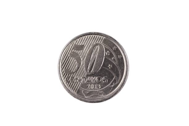 istock Brazilian 50 Centavo Coin Isolated On A white Background 1021898590
