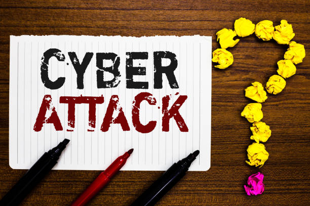 istock Handwriting text writing Cyber Attack. Concept meaning An attempt by hackers to Damage Destroy a Computer System Paper markers crumpled papers forming question mark wooden background. 1021898662