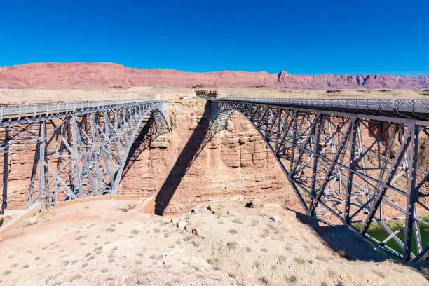 Navajo Bridge near Page, Arizona spans the Colorado River.