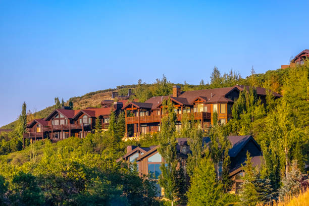 istock Beautiful homes in sunset light Park City 1021913208