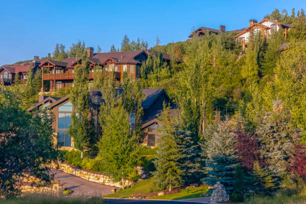 istock Luxury homes with sunset lighting in Park City 1021913258