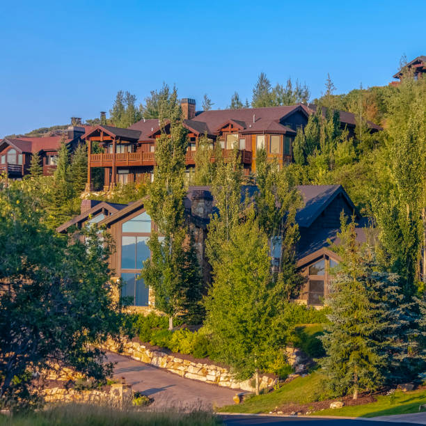 istock Luxury homes with sunset lighting Park City square 1021913270