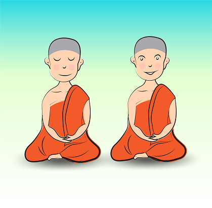 Buddhist Monk Cartoon Vector Illustration Handdrawn Buddhism Religion Stock  Illustration - Download Image Now - iStock