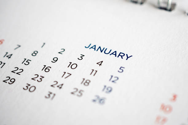 istock January calendar page with months and dates 1021950308