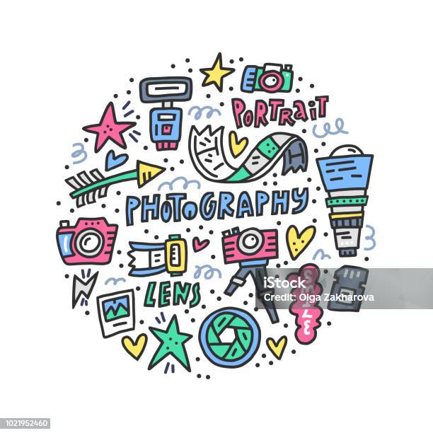 Photo Symbols Vector Stock Illustration - Download Image Now - Camera - Photographic Equipment, Drawing - Activity, Art