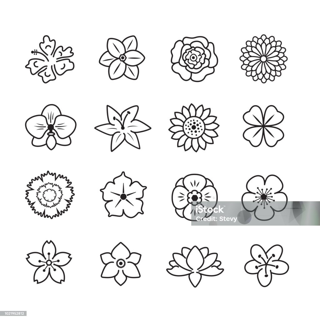 Blume icon-set - Lizenzfrei Blume Vektorgrafik