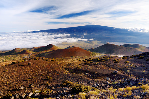 Breathtaking view of Mauna Loa volcano on the Big Island of Hawaii. The largest subaerial volcano in both mass and volume, Mauna Loa has been considered the largest volcano on Earth.