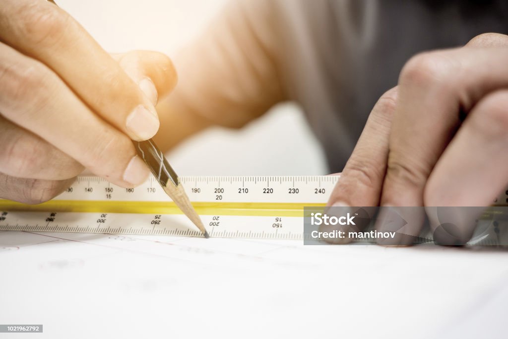 Paper Draw Engineer Engineer And Drawing Paper Stock Photo - Download Image Now - Abundance ...
