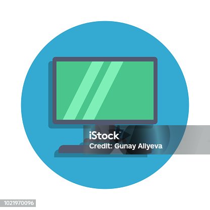 istock a computer colored in blue badge icon. Element of school icon for mobile concept and web apps. Detailed a computer icon can be used for web and mobile 1021970096