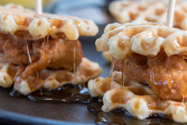 istock Chicken and Waffle Slider with Maple Syrup 1021972776
