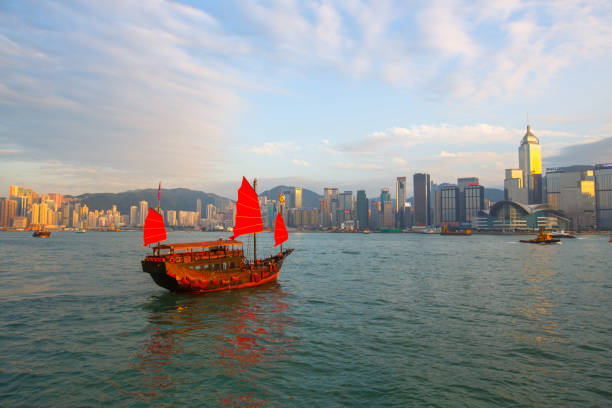 istock Classic sailboat in Hong Kong harbor 1021977336