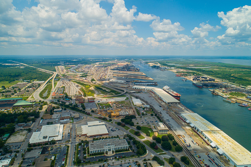 Aerial image of Port Mobile in Alabama USA