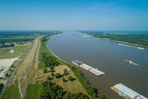 Aerial drone image of the Mississippi River
