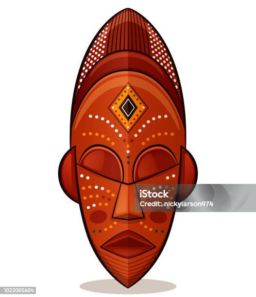 Concetto Vettoriale Di Legno Maschera Africana - Immagini vettoriali stock e altre immagini di Cultura africana - Cultura africana, Maschera, Sfondo bianco