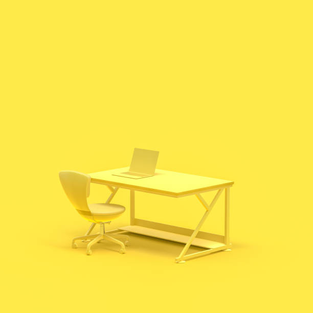 istock Minimal concept, Work desk and Laptop on table 1022012498