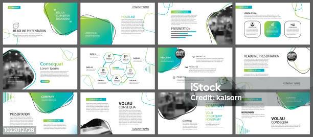 Green Geometric Slide Presentation Templates And Infographics Background Use For Business Annual Report Flyer Corporate Marketing Leaflet Advertising Brochure Modern Style Stock Illustration - Download Image Now