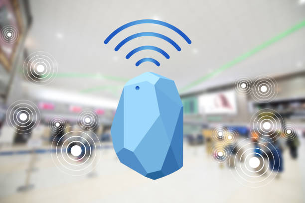 Beacon device home and office radar. Use for all situations. with network connect signal graphic and blur background at the airport Beacon device home and office radar. Use for all situations. with network connect signal graphic and blur background at the airport beacon stock pictures, royalty-free photos & images