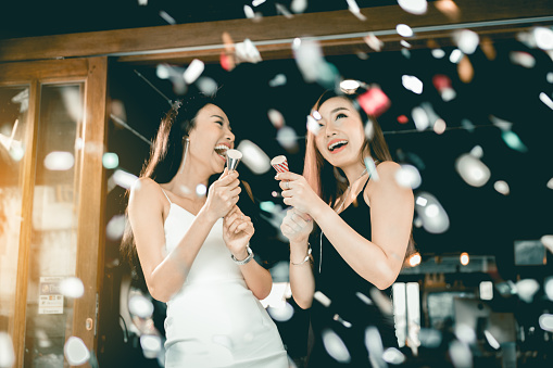 Asian young women having celebrate.