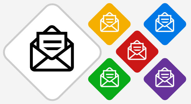 illustrations, cliparts, dessins animés et icônes de icône d’enveloppe ouverte email - envelope mail letter multi colored